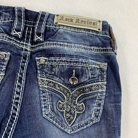 $174 Rock Revival Telma Easy Skinny Leg Jeans 27 Womens Medium Blue Wash Denim - Picture 5 of 8